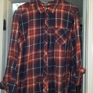 Sonoma Women's Plaid Button Down Shirt - Red and Navy